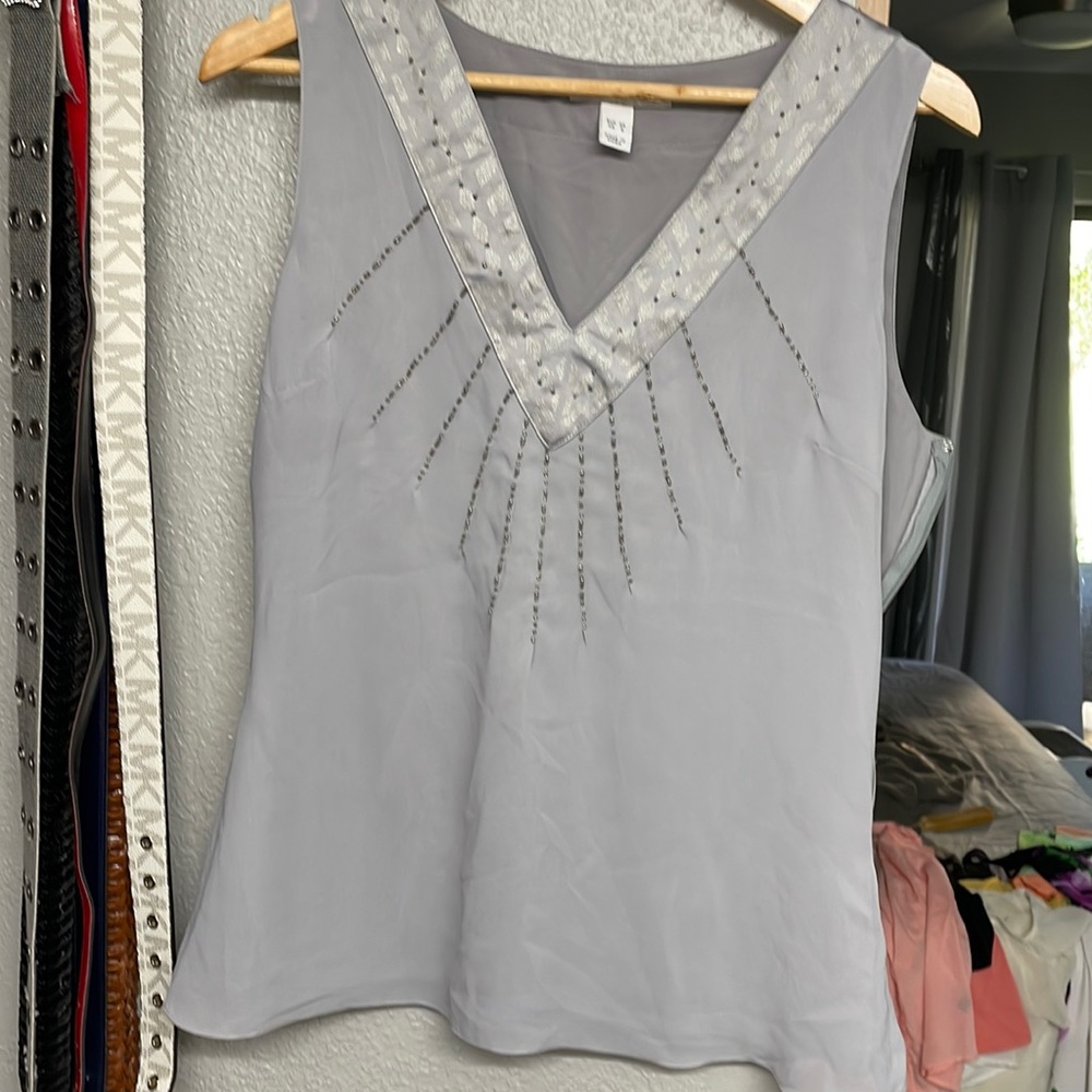 Beautiful silver grey beaded top
